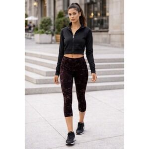 Athleta Leggings Womens XS Black Marble Back Zip Pocket Athleisure Activewear